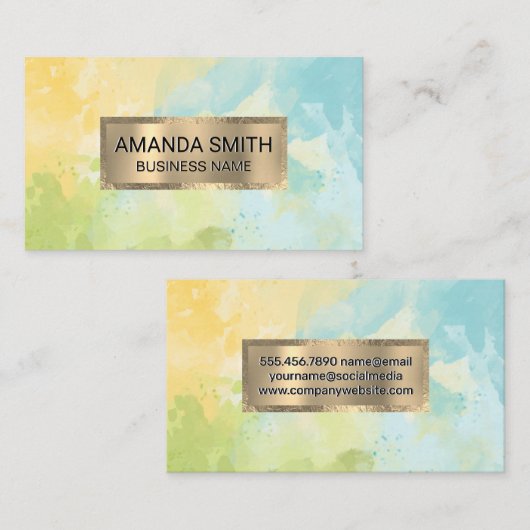 Gold Foil trim | Waterverf Textuur Visitekaartje (Voorkant / Achterkant)