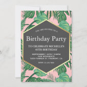 Gold Foil Tropical Leaves Beach Birthday Party Kaart (Voorkant)