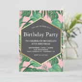 Gold Foil Tropical Leaves Beach Birthday Party Kaart (Staand voorkant)
