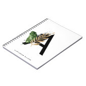 Gold Foil Tropical Letter A Monogram aangepast Notitieboek (Linkerzijde)