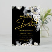 Gold Foil Tropical Pampas Grass Weddenschap Save D Folie Uitnodiging (Staand Voorkant)