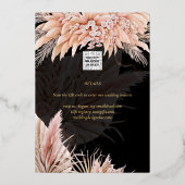 Gold Foil Tropical Pampas Grass Weddenschap Save D Folie Uitnodiging (Achterkant)