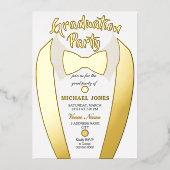 Gold Foil Tuxedo Suit Afstuderen Afstudeerder Part Folie Uitnodiging (Voorkant)