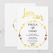 Gold Foil Typografie Heart WreatVerloving Kaart (Voorkant / Achterkant)