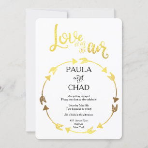 Gold Foil Typografie Heart WreatVerloving Kaart
