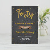 Gold foil uitnodiging voor 40e verjaardag (Staand voorkant)