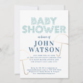 Gold Foil Umbrella Blue en White Baby shower Kaart (Voorkant)