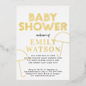 Gold Foil Umbrella White Gold Baby shower Folie Uitnodiging (Voorkant)