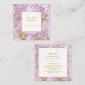 *~* Gold Foil Veins Lavender Marble Modern Chic Vierkante Visitekaartje (Voorkant / Achterkant)
