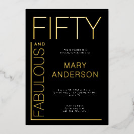 Gold Foil Vijftig en fantastisch 50ste verjaardags Folie Uitnodiging