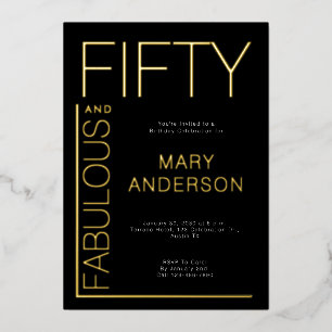 Gold Foil Vijftig en fantastisch 50ste verjaardags Folie Uitnodiging