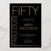 Gold Foil Vijftig en fantastisch 50ste verjaardags Folie Uitnodiging (Voorkant)