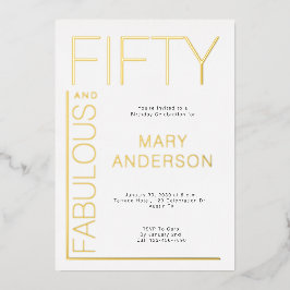 Gold Foil Vijftig en fantastisch 50ste verjaardags Folie Uitnodiging