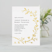 Gold Foil Vine Scroll Modern Wedding Invitation Folie Uitnodiging (Staand Voorkant)