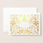 Gold Foil  vogels en bloemen kerstKaart Folie Kaarten (Voorkant met envelop)