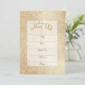 Gold Foil vult de blanco uitnodiging in (Staand voorkant)