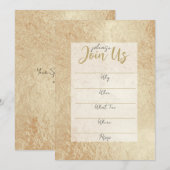 Gold Foil vult de blanco uitnodiging in (Voorkant / Achterkant)