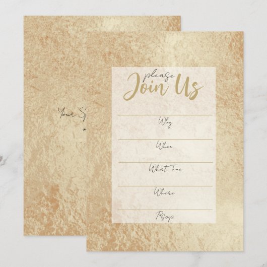 Gold Foil vult de blanco uitnodiging in (Voorkant / Achterkant)