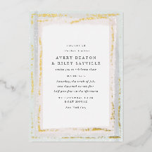 Gold Foil Waterverf Border Wedding Invitation Foi