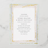 Gold Foil Waterverf Border Wedding Invitation Foi Folie Uitnodiging (Voorkant)
