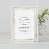 Gold Foil Waterverf Border Wedding Invitation Foi Folie Uitnodiging (Staand Voorkant)