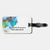 Gold Foil Waterverf Monogram Bagage Bagagelabel (Achterkant horizontaal)