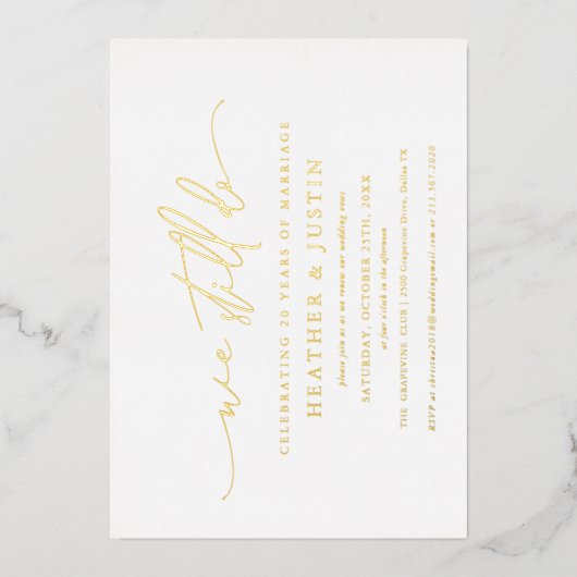 Gold Foil we wedden nog steeds met Vow Renewal Folie Uitnodiging (Voorkant)