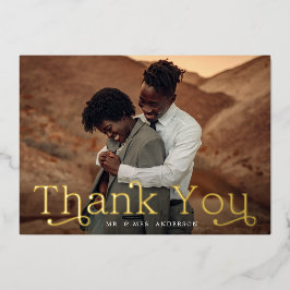 Gold Foil Weddenfoto Hartelijk dank Folie Uitnodiging