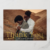 Gold Foil Weddenfoto Hartelijk dank Folie Uitnodiging (Voorkant)