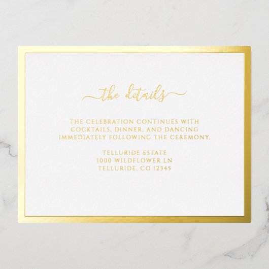 Gold Foil Weddenschap Enclosure Card Folie Uitnodiging Briefkaart (Voorkant)
