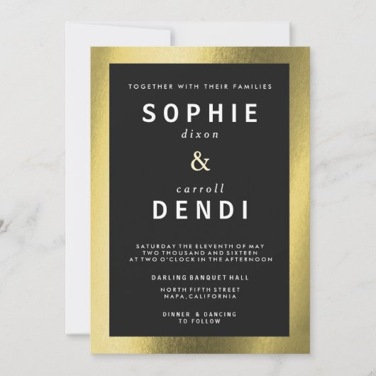 Gold Foil Wedding Aankondiging Uitnodiging (Voorkant)