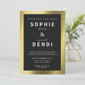 Gold Foil Wedding Aankondiging Uitnodiging (Staand voorkant)