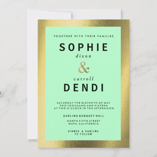 Gold Foil Wedding Aankondiging Uitnodiging (Voorkant)