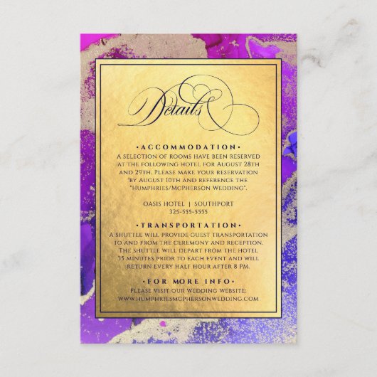 Gold Foil Wedding Informatiekaartje (Voorkant)