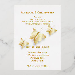 Gold Foil Wedding Invitation Butterflies Design Folie Uitnodiging