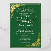 Gold Foil Wedding Invitation Emerald Green White  Folie Uitnodiging (Voorkant)