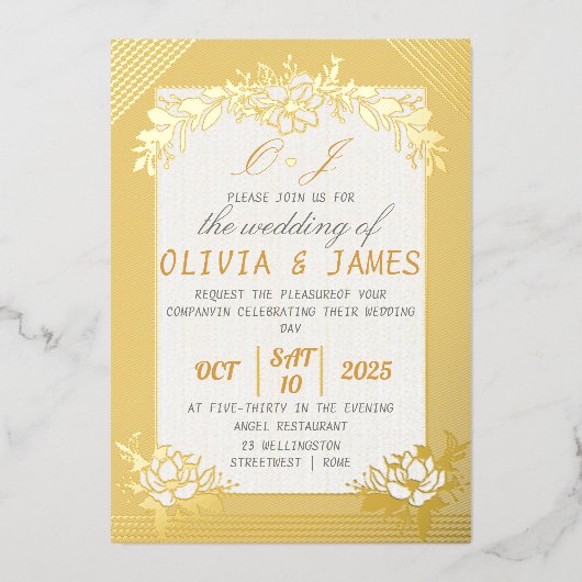 Gold Foil Wedding Invitation Premium Foil Folie Uitnodiging (Voorkant)