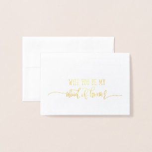 Gold Foil Wedding Kaart Maid of Honor Kaart