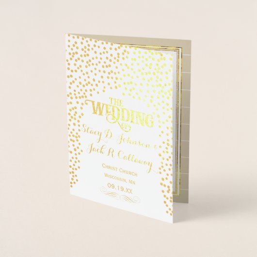Gold Foil WEDDING PROGRAMMA Confetti Typografie (Voorkant)
