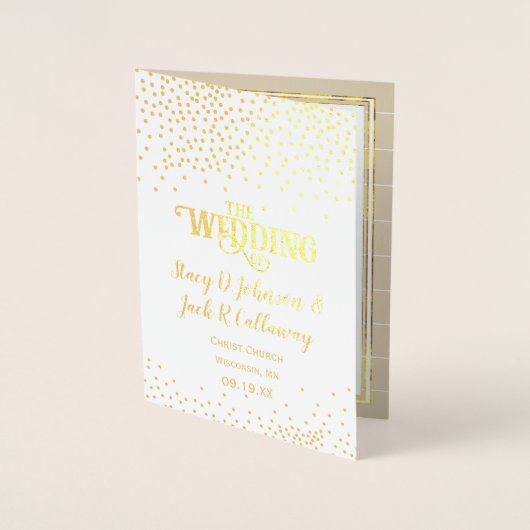 Gold Foil WEDDING PROGRAMMA Confetti Typografie (Voorkant)