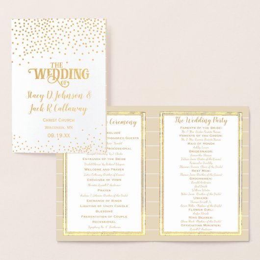 Gold Foil WEDDING PROGRAMMA Confetti Typografie (Display)