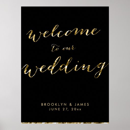 Gold Foil Wedding Reception Sign Poster 18x24 (Voorkant)