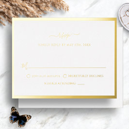 Gold Foil Wedding RSVP-kaart Folie Uitnodiging Briefkaart
