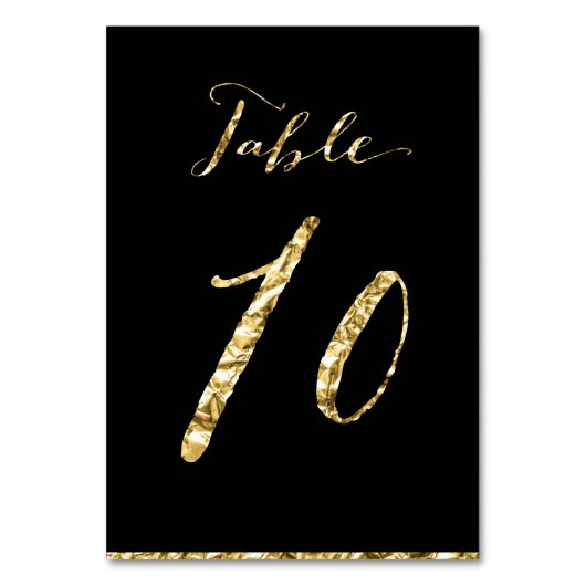 Gold Foil Wedding Table Numbers Black No. 10 Kaart (Achterkant)