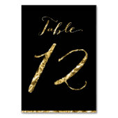 Gold Foil Wedding Table Numbers Black No. 12 Kaart (Achterkant)