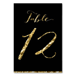 Gold Foil Wedding Table Numbers Black No. 12 Kaart
