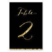 Gold Foil Wedding Table Numbers Black No. 2 Kaart (Achterkant)