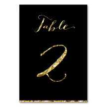 Gold Foil Wedding Table Numbers Black No. 2