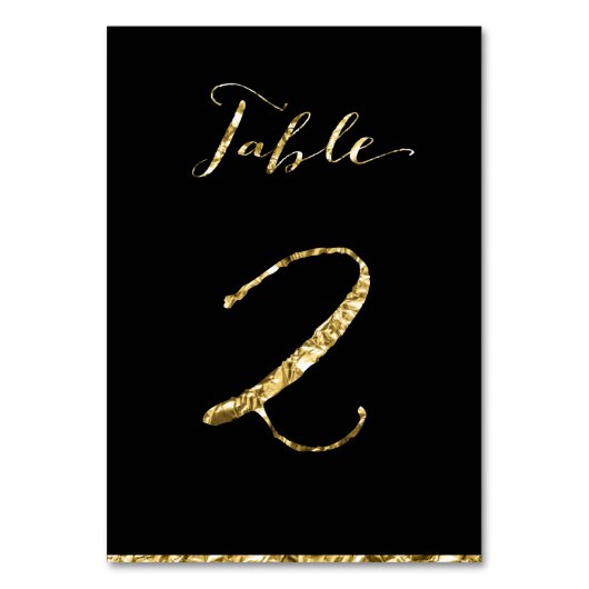Gold Foil Wedding Table Numbers Black No. 2 Kaart (Voorkant)