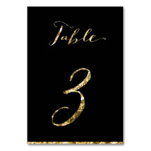 Gold Foil Wedding Table Numbers Black No. 3